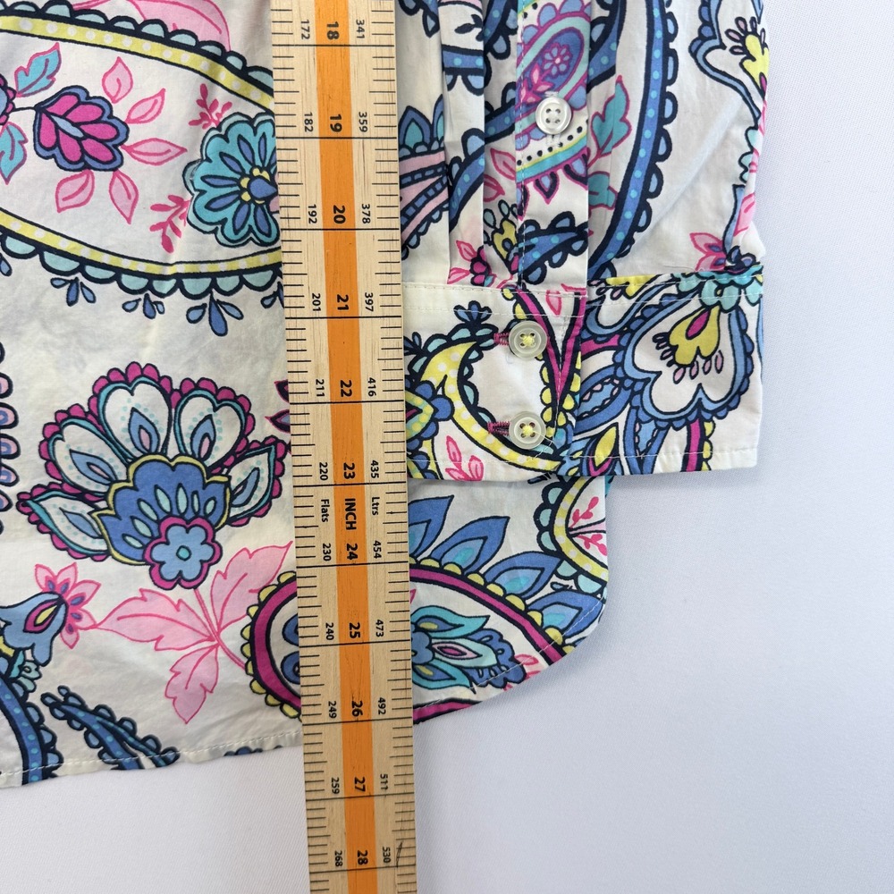Talbots Plus Womens X Paisley Button Front Shirt Cotton Multi Color Long Sleeve - Picture 6 of 6